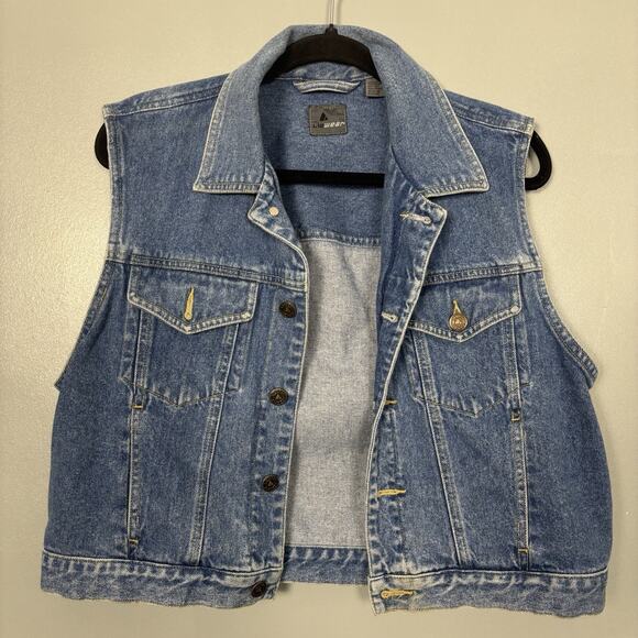 Lizwear Jackets & Blazers - Vintage 90’s LIZ WEAR Women’s Denim Jacket Vest Small 100% Cotton Alt Punk Core
